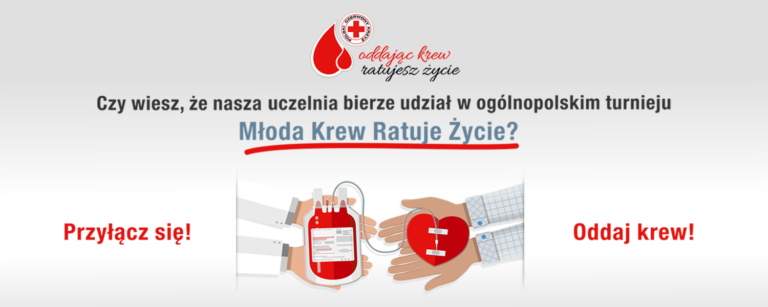 plakat promujący akcję Honorowego Krwiodawstwa- Młoda krew ratuje życie"