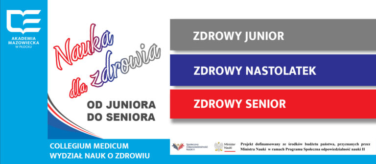 Grafika promująca Projekt Nauka dla zdrowia od Juniora do Seniora